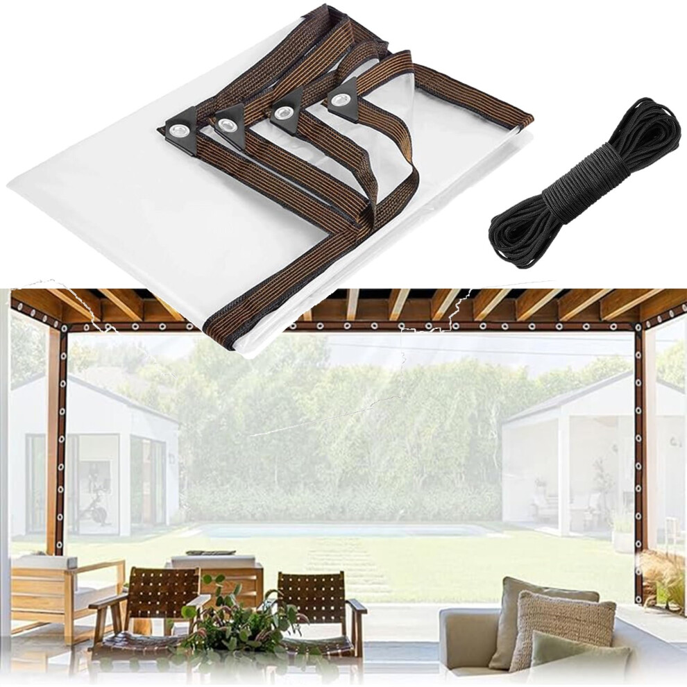7X14 Ft Clear Tarp Heavy Duty Waterproof Pvc Tarpaulin With Reinforced Grommets For Patio Enclosure 9771547946694