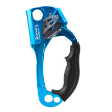 Right Hand Climbing Ascender Aluminum Alloy Rope Ascender for 1013mm Rope with Ergonomic Rubber Handle Blue