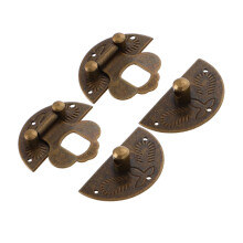 2pcs Vintage Brass Box Latch Round Jewelry Box Clasp for Cabinet Doors Secure Lock Catch