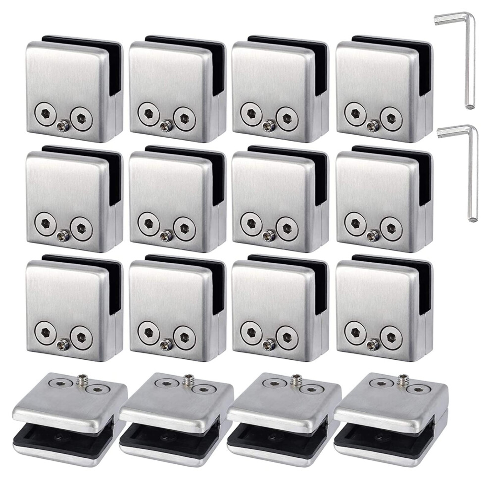16Pcs Adjustable 304 Stainless Steel Glass Clamps 8Â12Mm For Stair Balustrade Handrail RustâResistant 9351714572606