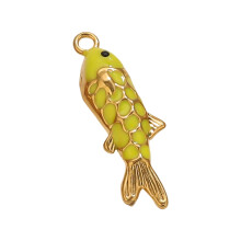 Colorful Dripping Oil Fish Pendant DIY Jewelry Accessory-Yellow