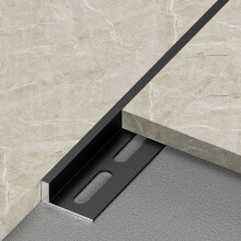 Black Aluminum Floor Transition Strip with Edge Protection, LShaped Threshold Trim for Tiles and Carpet