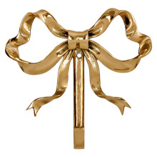 Elegant Decorative Brass Wall Hook 3.7in Gold Bow Design with Dual Hanging Points for Bathroom Bedroom