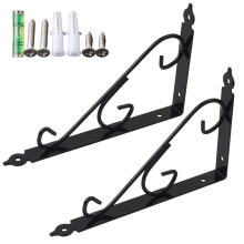 Heavy Duty Floating Shelf Brackets Set of 2, Black Metal Wall Mounted Supports 250x164mm, 70lb Load, RustResistant, Easy DIY Installation