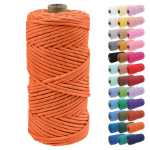 4mm Red Braided Macrame Cord 100m Cotton Rope for Wall Hanging, Plant Hanger, Crochet Bags, DIY Crafts
