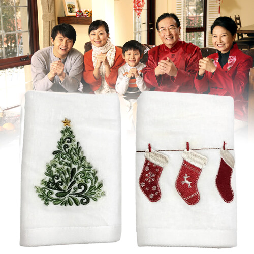 Christmas Hand Towels Pure Cotton 3PCS 2