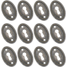 Antique Brass Keyhole Cover Set 12PCS Zinc Alloy Oval Escutcheon for Drawer Cabinet Furniture Decor