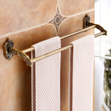 Antique Double Towel Rack Wall Mounted Towel Bar with Double Rod Space Aluminum Vintage Brushed Finish (Color B1)