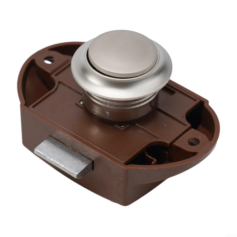 Push Button Cabinet Latch With Handle, Dual Function Catch Lock For Rv And Marine Furniture Doors, Matte Nickel Finish 9073542096153