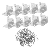 80pcs Heavy Duty Stainless Steel L Shaped Corner Brackets with Screws for Furniture and Cabinets