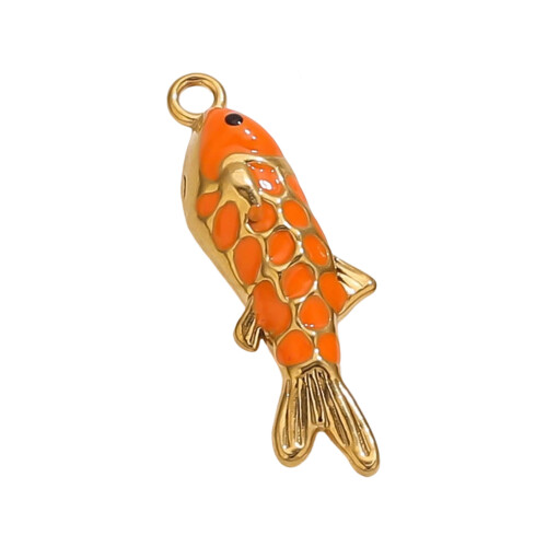 Unique Multicolor Fish Charm Delicate Jewelry Findings-Orange