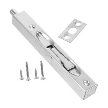 6 Inch Heavy Duty Stainless Steel Flush Bolt Lock for French Double Doors, Brushed Silver Finish