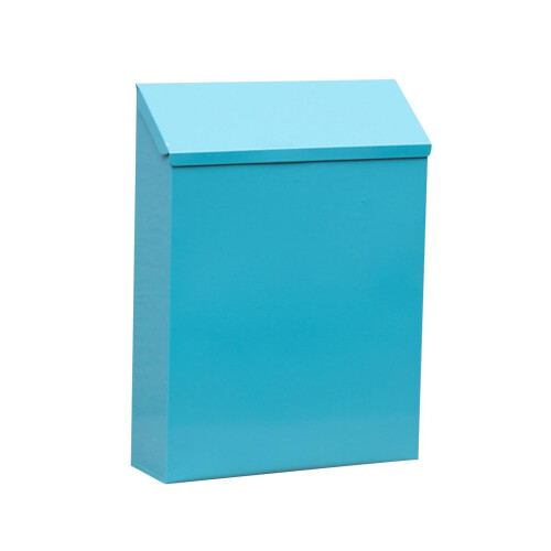 Wall Mounted Locking Mailbox with Secure Key Lock, Durable Blue Iron Postbox for Home and Office