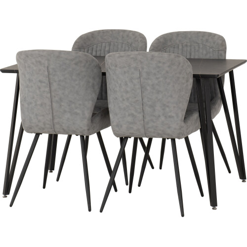 Seconique Marlow & Quebec Dining Set X4 Chairs Grey Pu 1