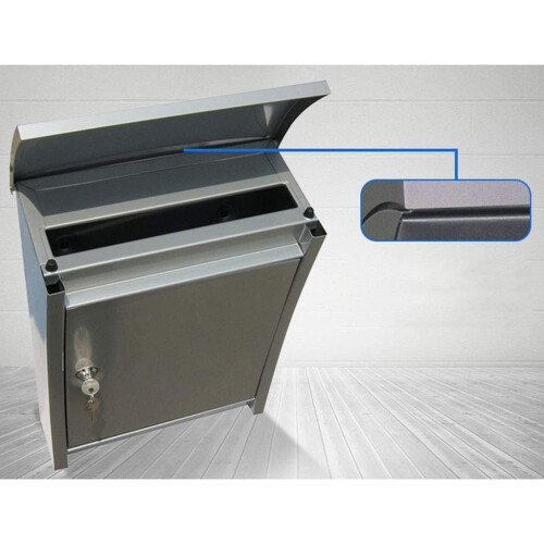 Lockable Wall Mount Mailbox for Home and Office, Large Capacity Galvanized Steel Waterproof Mailbox (Gray) 2