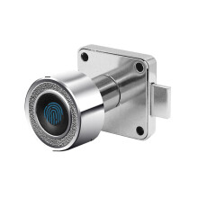 Zinc Alloy Fingerprint Cabinet Lock with Rechargeable Biometric System, Keyless Secure Drawer Strongbox, Silver L32mm