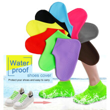Reusable Waterproof Silicone Shoe Covers 2 Pairs Large Red Non Slip Overshoe Protectors for Rain and Outdoor Use