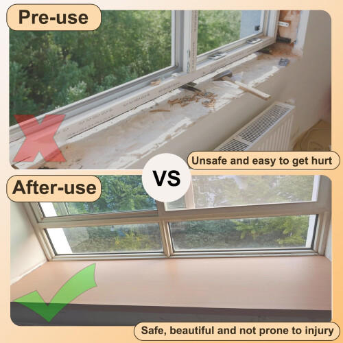Composite Window Sill Cover Oak Finish 60x10cm Waterproof Scratch‑Resistant Replacement Panel for Interior 1