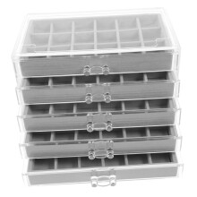 Clear Acrylic Display Box MultiGrid Jewelry Organizer for Rocks Gemstones and Crystal Collections