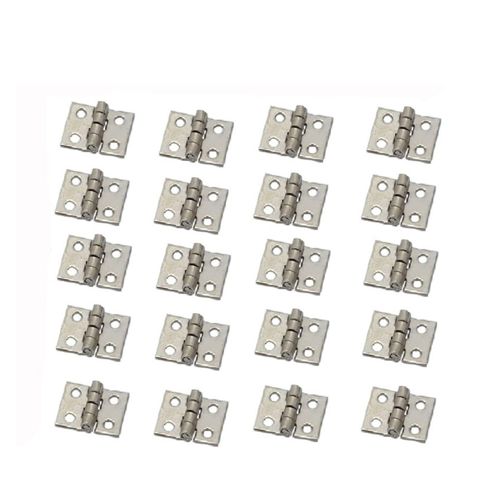 20Pcs Silver Miniature Hinges Small Metal Hinges Vintage Decorative Design For Jewelry Boxes And Dollhouse Furniture 9330225427544