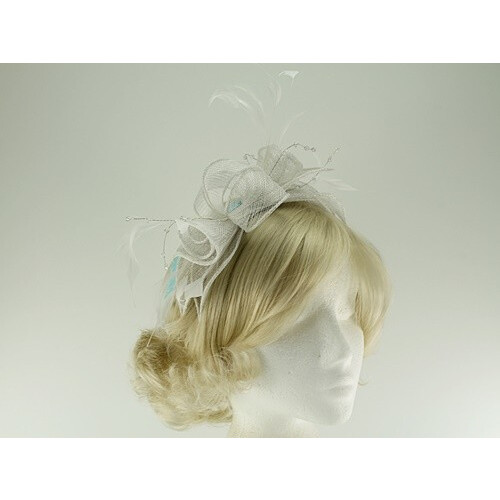 (White) Max and Ellie Diamante Fascinator 1