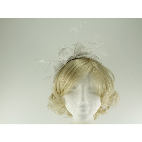 (White) Max and Ellie Diamante Fascinator 2