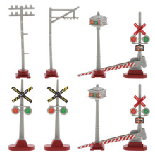 8 Pcs Model Train Accessories, Realistic Mini Traffic Light Set for Diorama and Railroad Crossing Layout