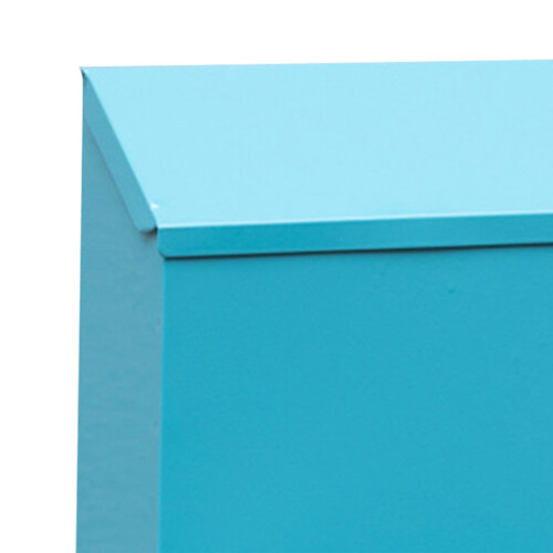 Wall Mounted Locking Mailbox with Secure Key Lock, Durable Blue Iron Postbox for Home and Office 1