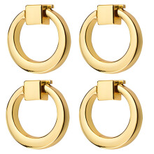 Elegant Gold Door Knocker and Stainless Steel Ring Pull Handle for Drawers and Cabinets