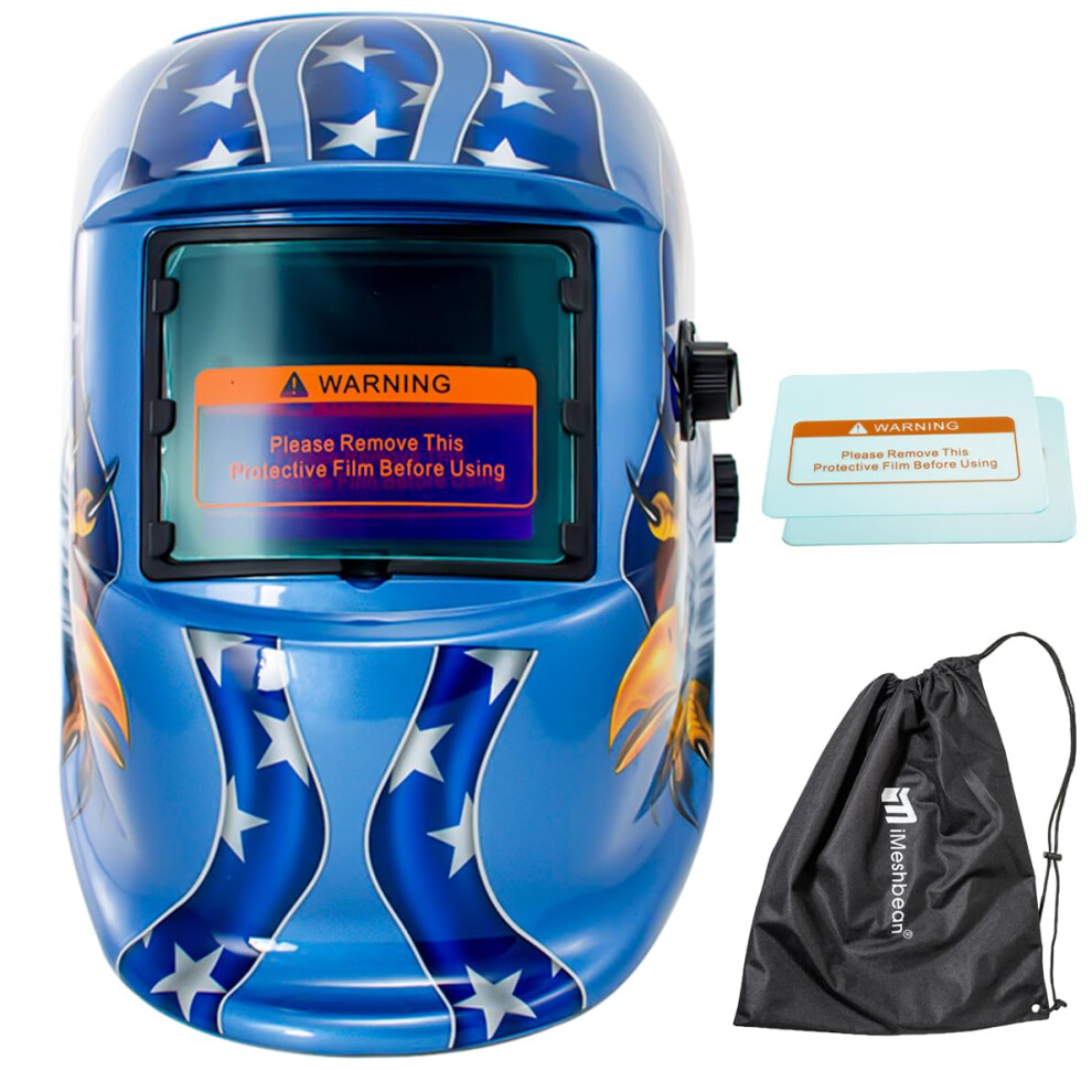 Auto Darkening Welding Helmet Model03, Solar Powered With Wide Shade Range 4/59/913, Grinding Feature And 2 Lens Covers For Mig Tig Arc 9351714573672
