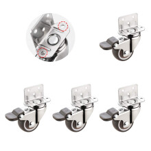 Set of 4 TPE Rubber LShaped Caster Wheels with Brakes, Silent 360 Swivel Casters for Furniture