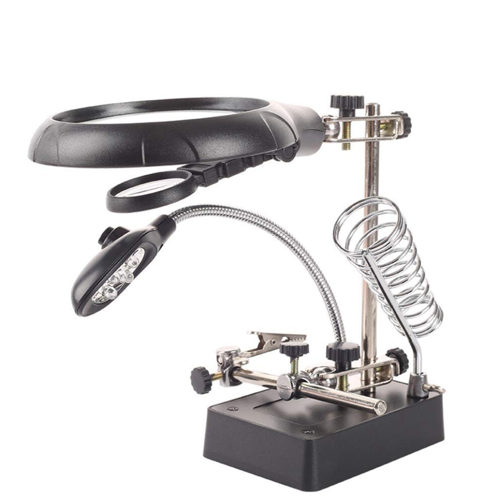 LED Magnifying Lamp with HD MultiLens, Adjustable Clamp Base for Soldering and Electronics