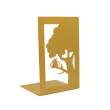 (Cat on the tree) Unique Metal Book Holder 6 Hollow-out Patterns Design Bookends Book Organizer