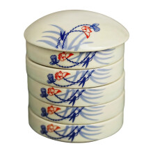 Watercolor Mixing Palette Ceramic Tray with Lid, 5Compartment Traditional Chinese Style for Ink and Paint
