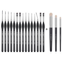 Miniature Paint Brushes Set 15pcs with Precision Detail Control and Soft Goat Hair Drybrush for Models