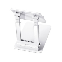 (White) Portable Smartphone Bracket Cradle Dock Foldable Mobile Phone Tablet Holder