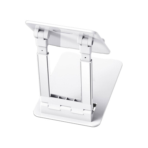 (White) Portable Smartphone Bracket Cradle Dock Foldable Mobile Phone Tablet Holder