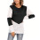 Women's Color Block Pullover Sweaters Long Sleeve-Burgundy L 4