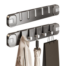 Suction Cup Hooks Wall Mounted Foldable Coat Rack 5 Hooks No Drill Space Saving for Clothes Towels Bags Gray 2PCS