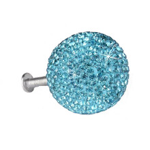 Cabinet Drawer Knobs Crystal Wardrobe Handles Blue Rhinestone Design Stainless Steel Single Hole Pull Handle with Screw