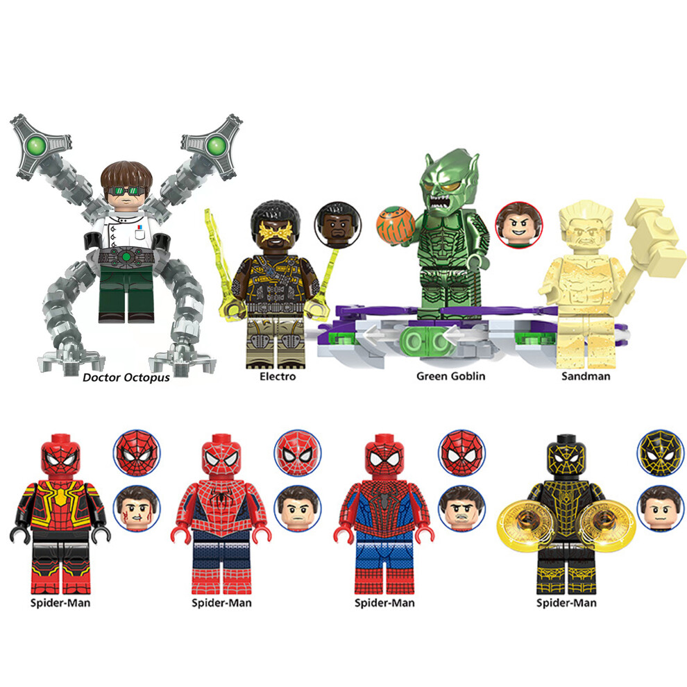 Bonxaif 9Pcs Super Hero Dr. Octopus Spider-Man Minifigures Blocks Fit Lego