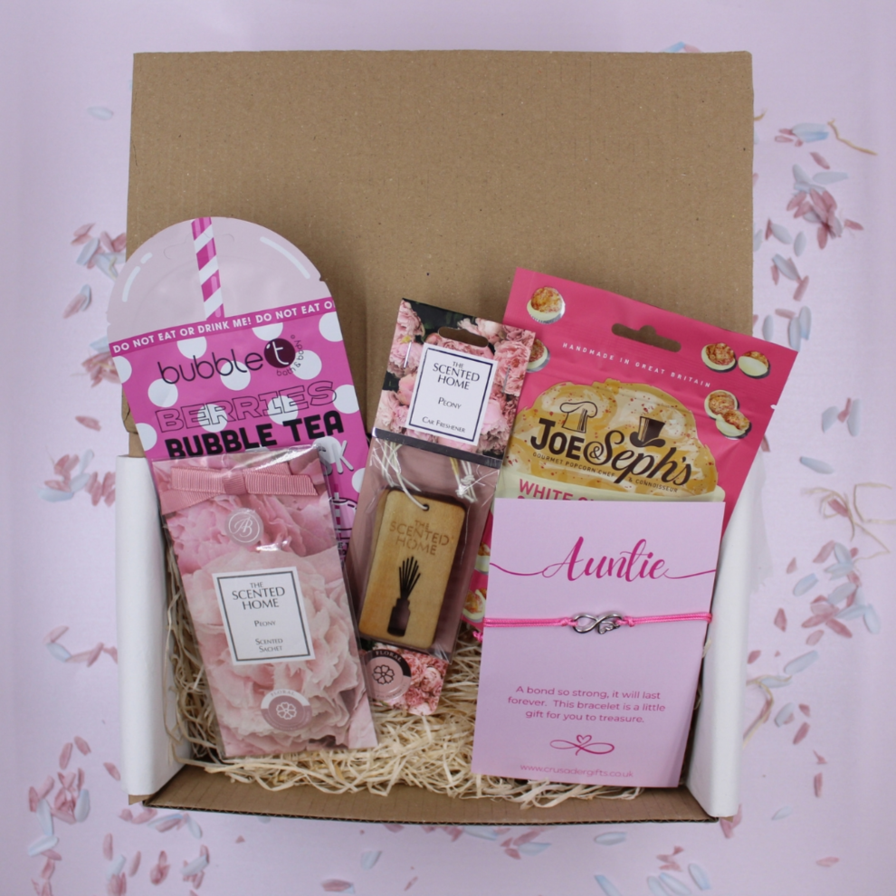 Auntie Infinity Heart Treat Box - Home Fragrance & Popcorn Sweet Treat Pink 5063724004667