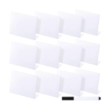 (White) Chalkboards 12 Pack Rustic Mini Chalkboard Signs Easy to Write and Wipe Out