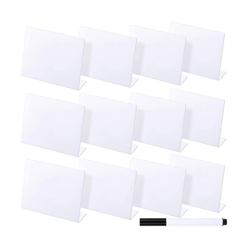 (White) Chalkboards 12 Pack Rustic Mini Chalkboard Signs Easy to Write and Wipe Out