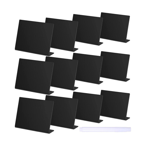 (Black) Chalkboards 12 Pack Rustic Mini Chalkboard Signs Easy to Write and Wipe Out
