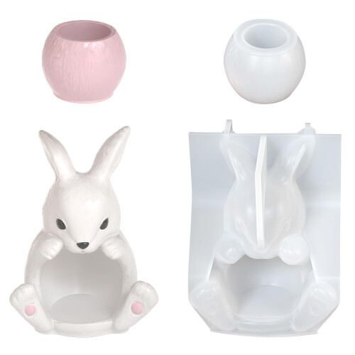 Rabbit Shape Silicone Mold For Candle Holder Epoxy Resin Soap