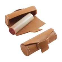 Compact Vertical Storage Pouches Soft PU Leather Fits-Khaki