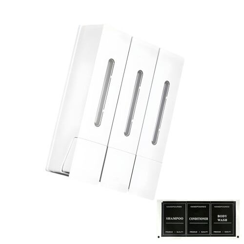 Modern Shower Soap Dispenser Large Capacity No Drilling-White