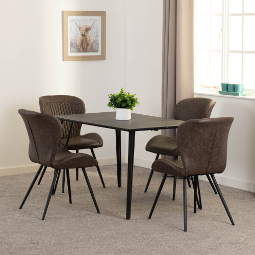 Seconique Marlow & Quebec Dining Set X4 Chairs Faux Leather