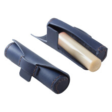 PU Leather Cylinder Storage Case For Seals And-Deep Blue